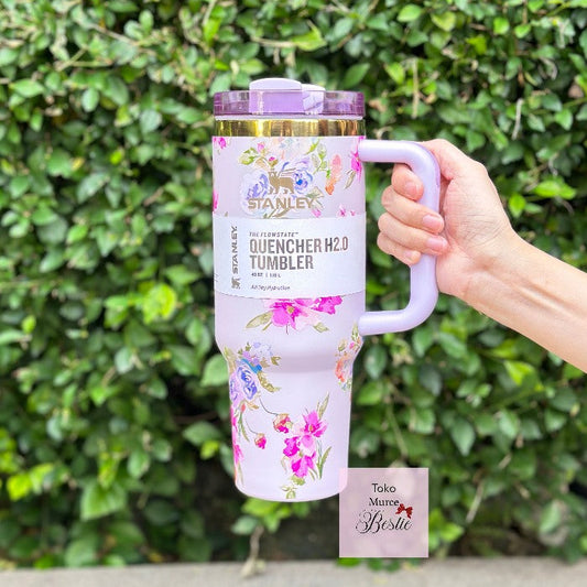 Stanley 40 Oz Tumbler Flower Engraved