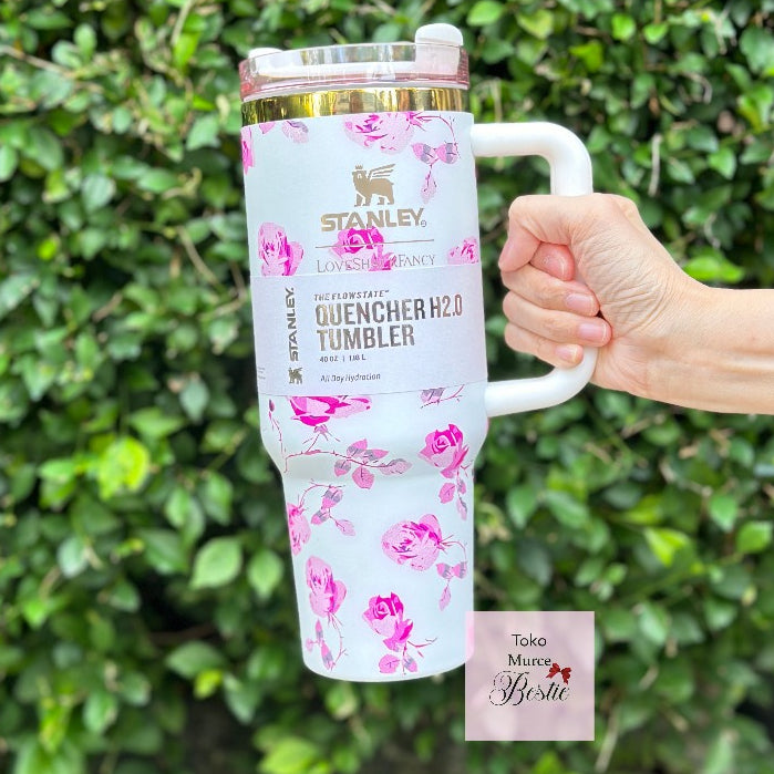 Stanley 40 Oz Tumbler Flower Engraved